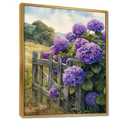 Canterbury Summer Hydrangeas By The Farm Fence IV - Hydrangea Wall Art