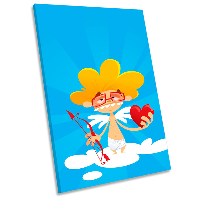 X0366 Cartoon Cupid Love Heart - Wrapped Canvas Print, 30cm H x 20cm W x 2cm D