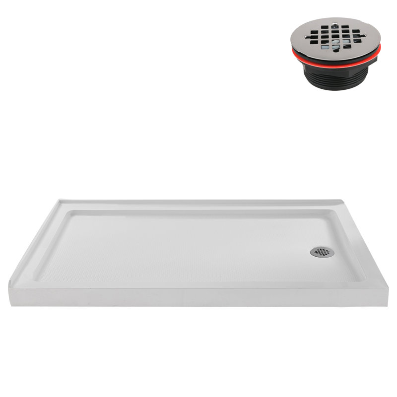 Base de douche en acrylique de coin Streamline l 60 po x P 36 po, drain inclus