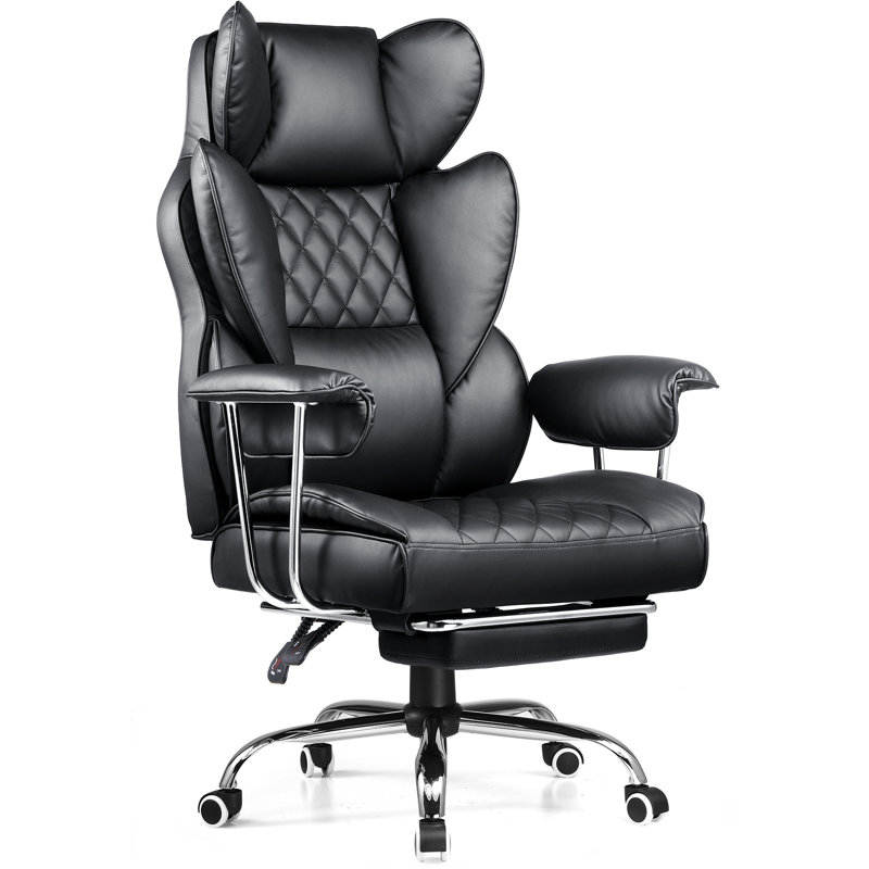 Big And Tall Gaming Chair With Pocket Spring Lumbar Support, Ergonomic Office Chair With Footrest, Executive Desk Chair With Outward Fixed Soft Armrests, Computer Chair With High Back