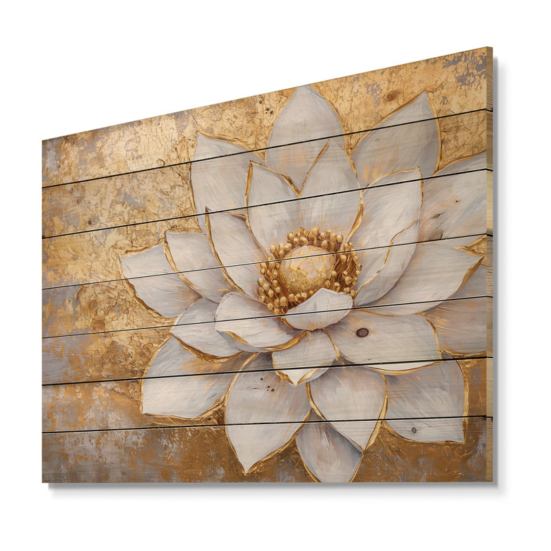Golden Dream White Dream II - Décoration murale moderne en bois sur bois de pin naturel, H 34 po x l 44 po x P 0,78 po