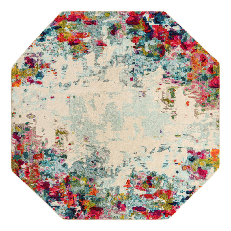 Cariel Washable Abstract Indoor Rug, Octagon 7'11" x 7'11"
