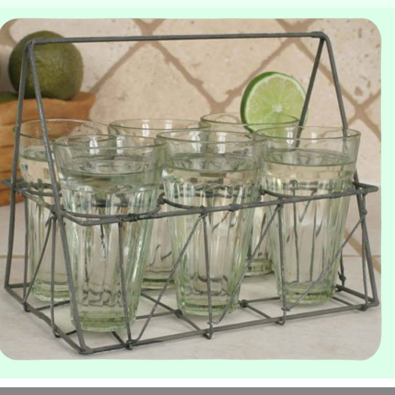 Rustic Rectangular Galvanized Wire Caddy - 6 oz Drink Holder