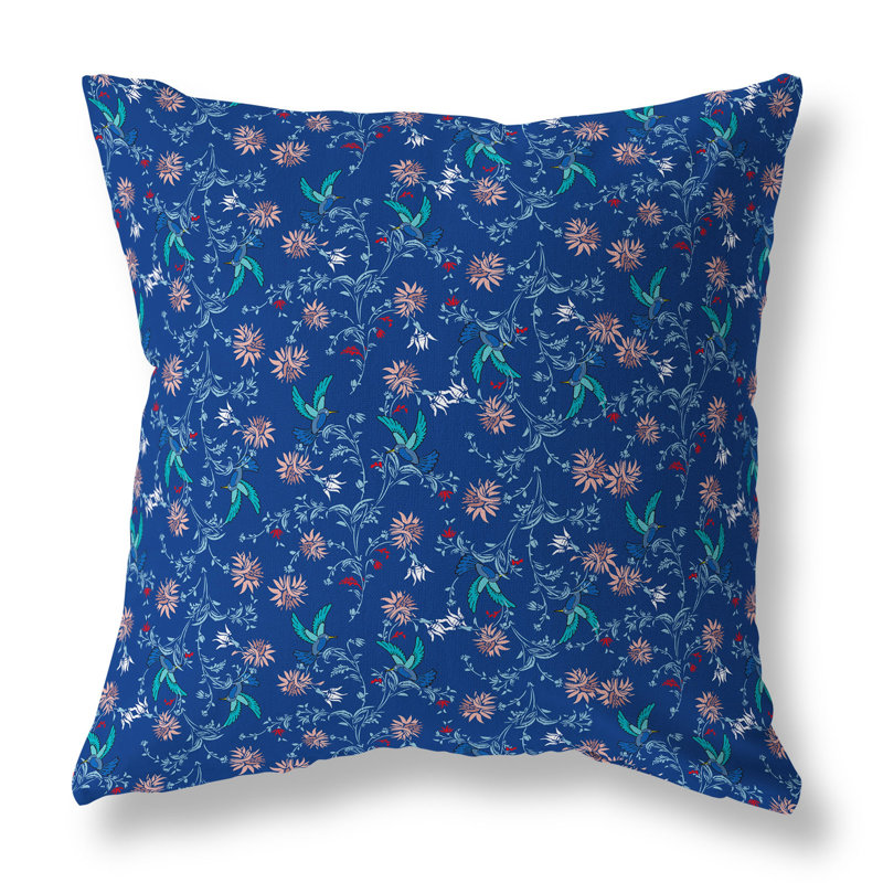 Coussin réversible Songbird Flora Parade, Bleu, H 26 po x l 26 po