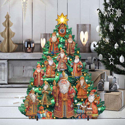 Décoration de Noël d'intérieur en bois pour arbre de Noël sur le thème du Père Noël par G. Debrekht - Décorations de Noël