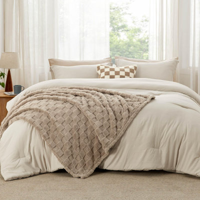 Ensemble d'édredon Litsure Boho avec jeté à carreaux et coussin décoratif