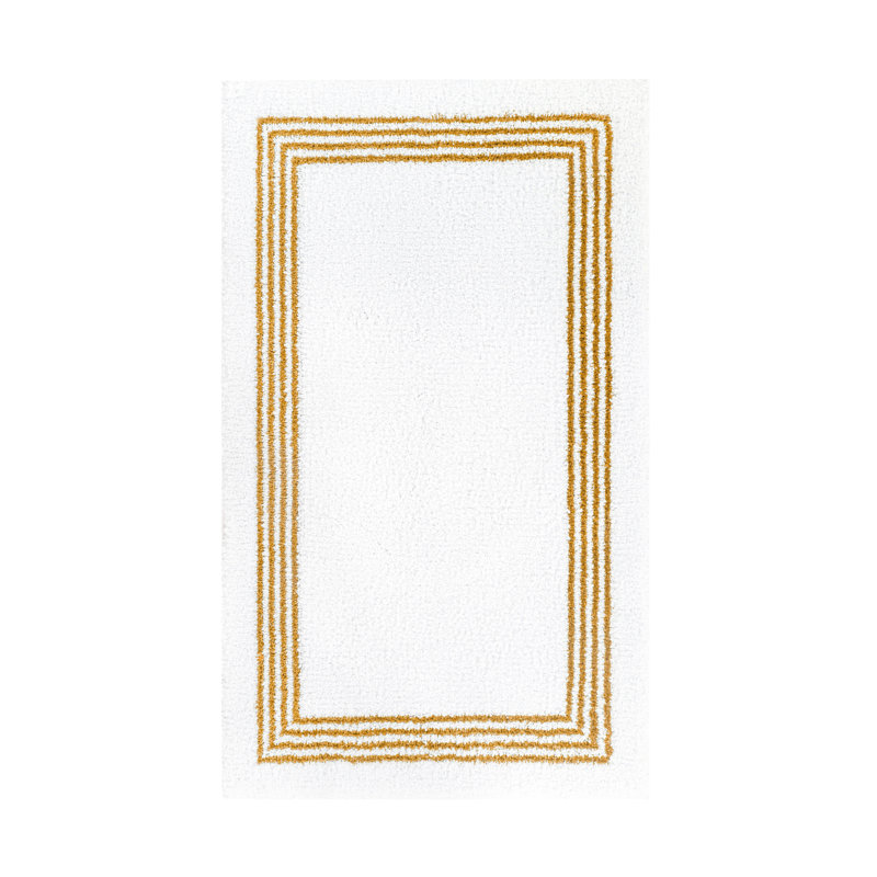 Bourdon Bath Rug, White/Gold, 24" W x 39" L