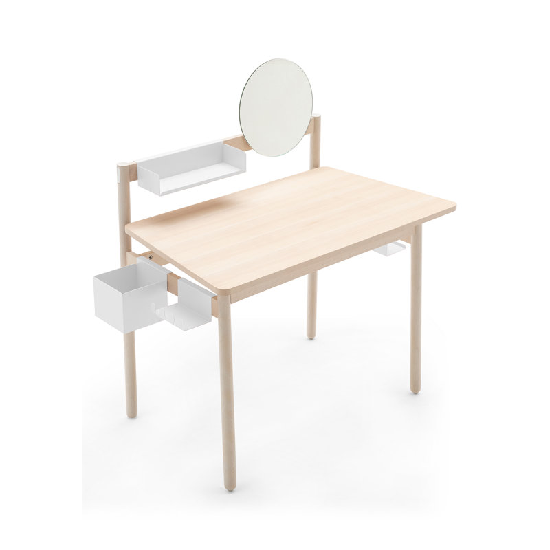 Ens Desk with Wooden Top, Bleached Beech, Bleached Beech