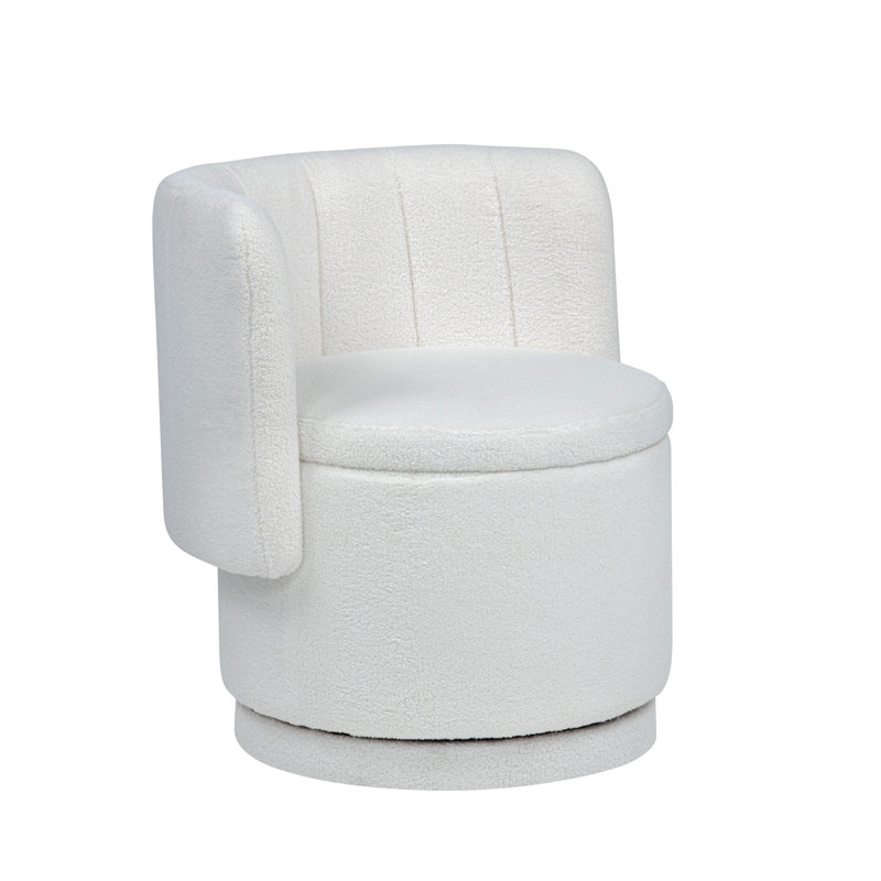 Rotaspace 360-Degree Rotating Accent Chair With Hidden Storage And Plush Upholstery, Beige