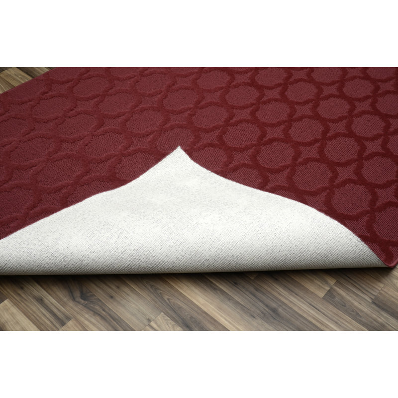 Tapis touffeté à motif géométrique rouge chili, Rectangle 7 pi 6 po x 9 pi 6 po