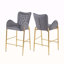 Ensemble de 2 tabourets de bar à hauteur de comptoir, fauteuils à hauteur de bar, tabourets en velours avec pieds et repose-pieds dorés