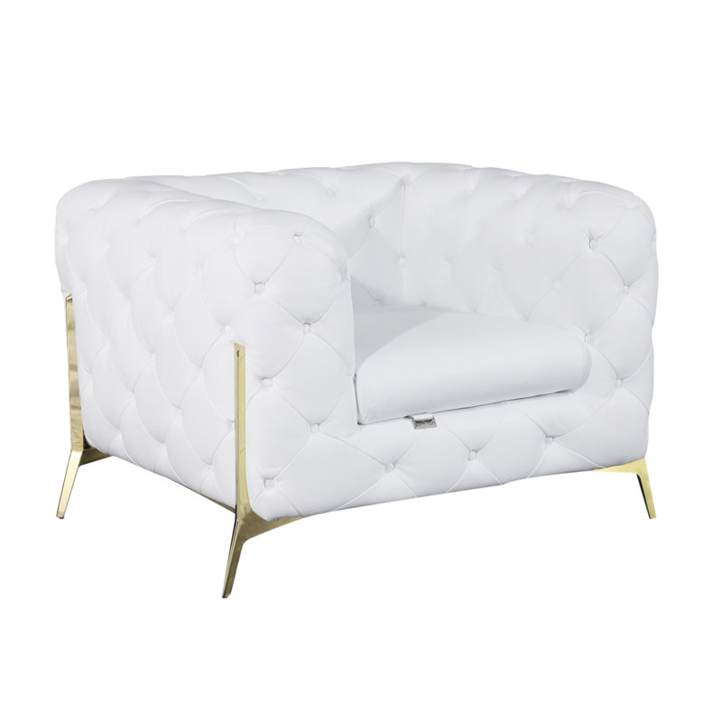 Fauteuil en cuir italien 100% Global Global, Blanc
