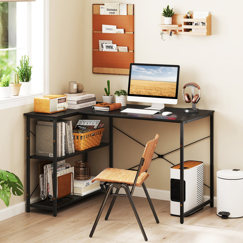 L-Shaped Metal Base Computer Desk