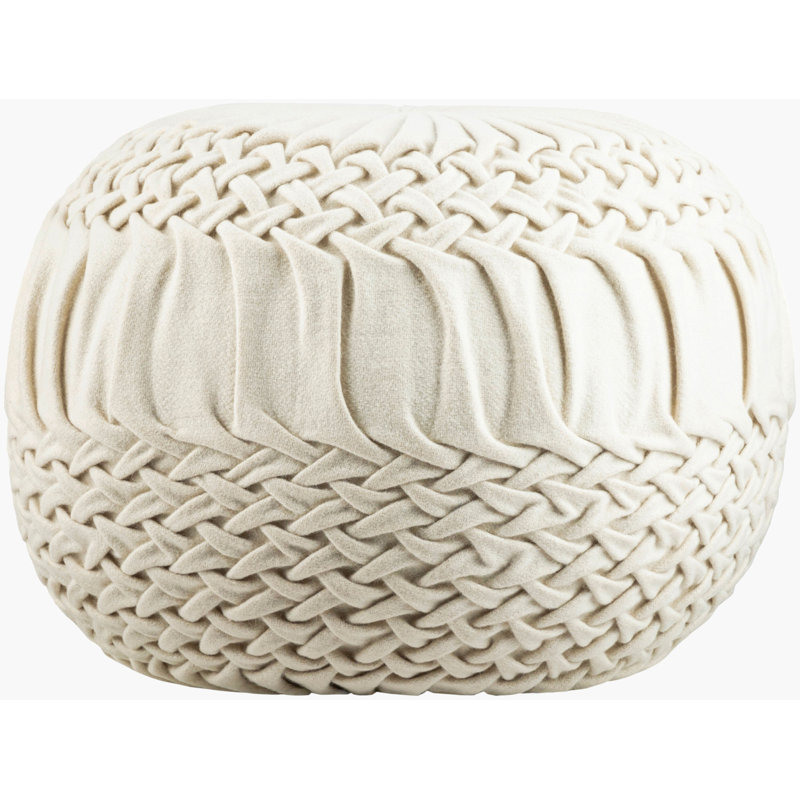 Lohmann Upholstered Pouf, Cream Wool/Nylon