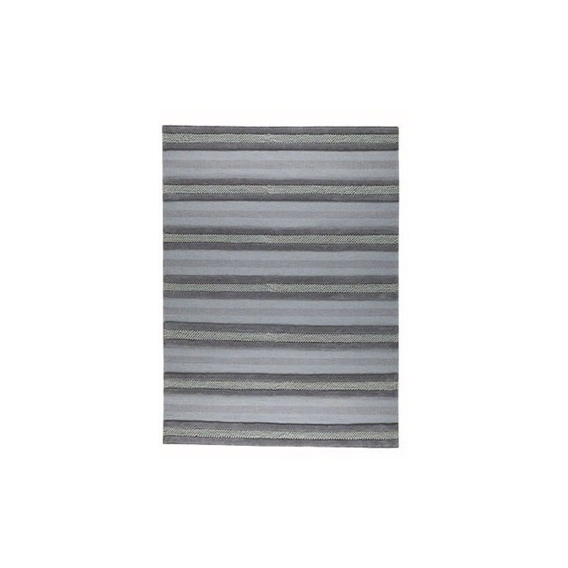 Tapis décoratif gris en laine à rayures fait à la main hoeft, Rectangle 4 pi 6 po x 6 pi 6 po