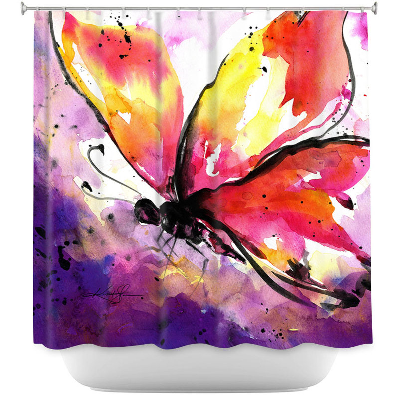 Rideau de douche simple abstrait papillon Cendejas