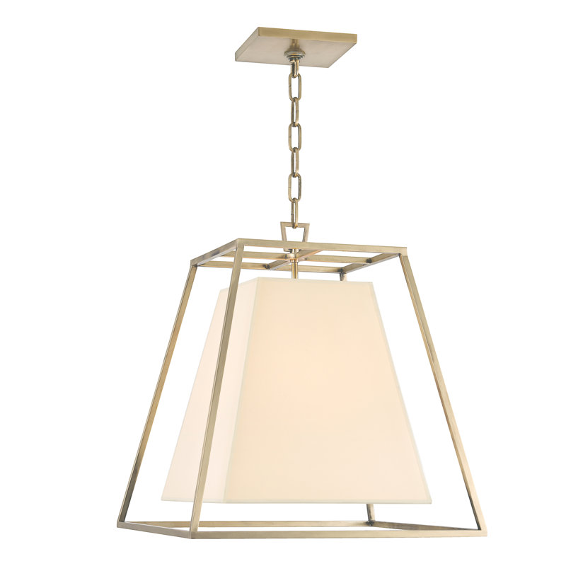 Lustre géométrique à 4 lumières Maximus, Laiton vieilli, Blanc