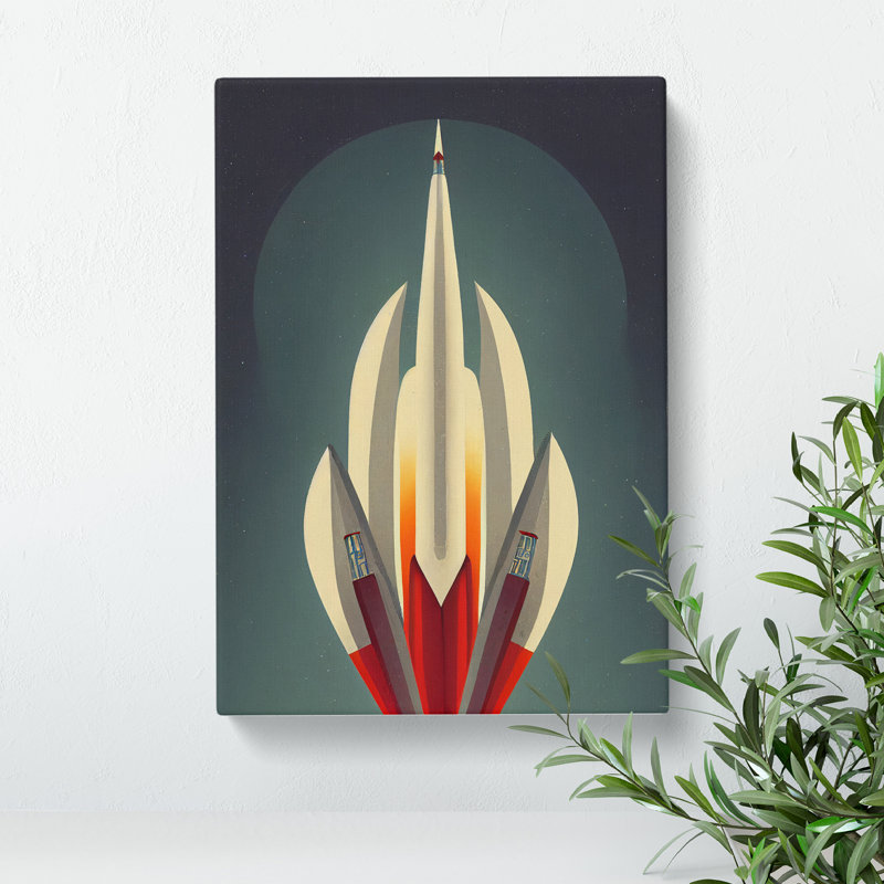 An Unbeatable Spaceship Rocket - Wall Art, 50cm H x 35cm W x 3cm D, Wrapped Canvas