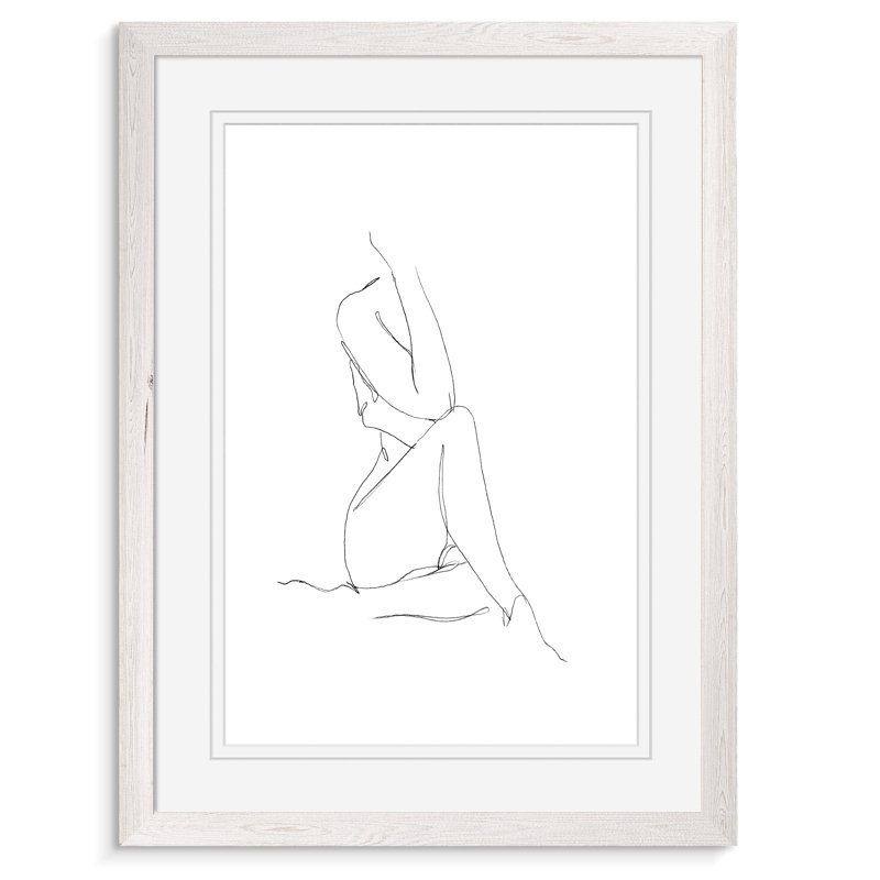 «Nude Contour S Croquis I» par Paul Cezanne - Reproduction d'art sur toile encadrée, H 30 po x l 22 po x P 1,25 po, Blanc