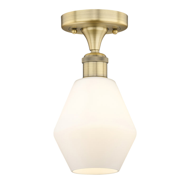 Plafonnier encastré Amylea, Blanc mat, Laiton brossé, H 9,63 po x l 6 po x P 6 po