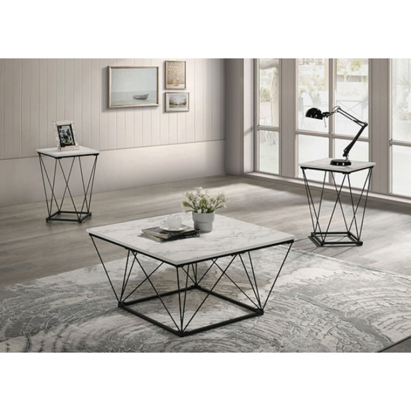 Ensemble de 3 tables basses Hajra, Blanc