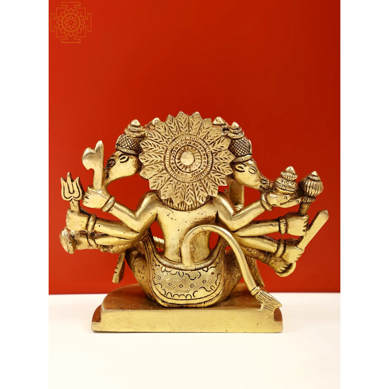 Figurine en laiton Panchamukhi Hanuman assis Mudra