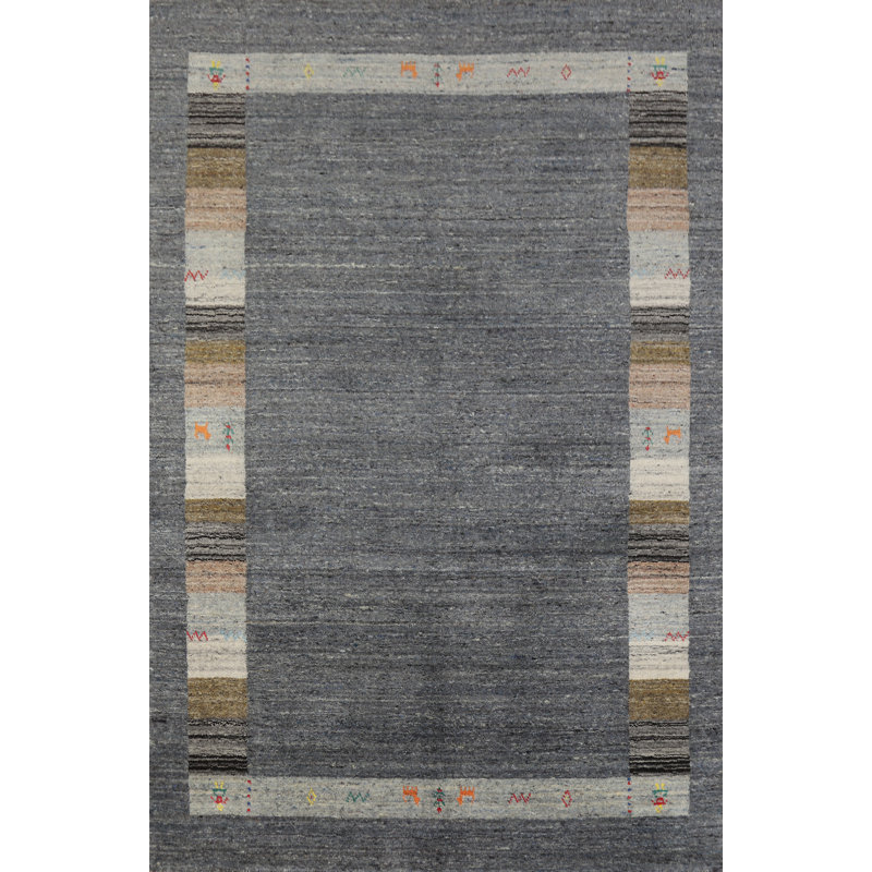 Handmade Gray Gabbeh Oriental Rug
