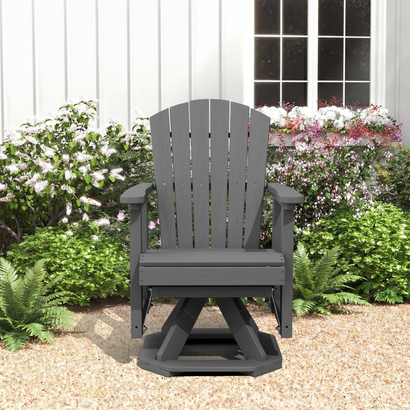 Chaise berçante rotative en PEHD Adirondack, Gris