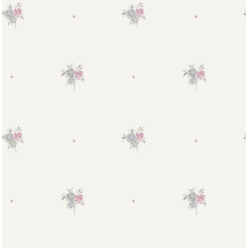 Rouleau de papier peint 396 pi x 20,5 po Jarrow Little Posy, Gris / gomme à bulles
