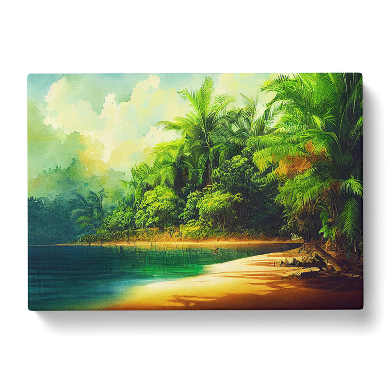 Tropical Forest Beach - Wrapped Canvas Print, 35cm H x 50cm W x 3cm D