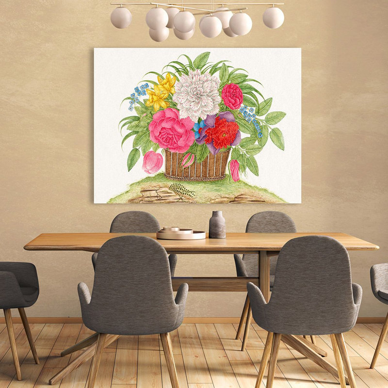 Basket Of Flowers II by Anonymous - Wrapped Canvas Art Prints, 60cm H x 80cm W x 4cm D