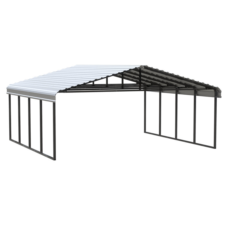 Galvanized Steel Carport, 20X20X9, Eggshell