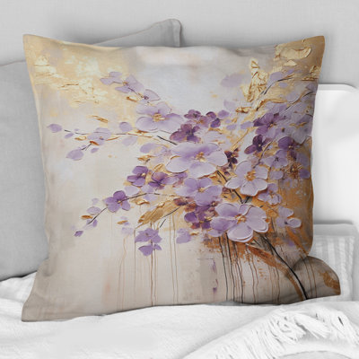 Coussin mauve et violet mauve et orné de violettes IV