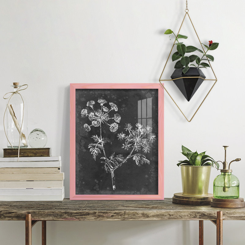 Ardoise florale I - impression encadrée, H 15 po x l 12 po x P 1 po, Rose