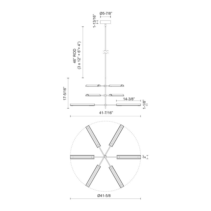 Astrid 6 - Light Dimmable LED Sputnik Modern Linear Chandelier, Urban Bronze