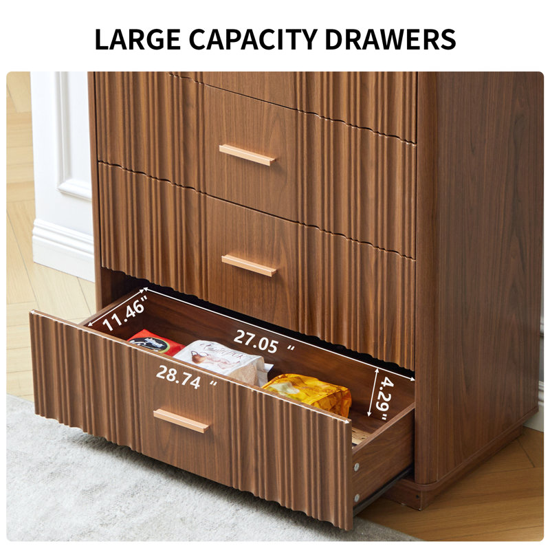 5 Drawer Dresser Chests Storage, Brown