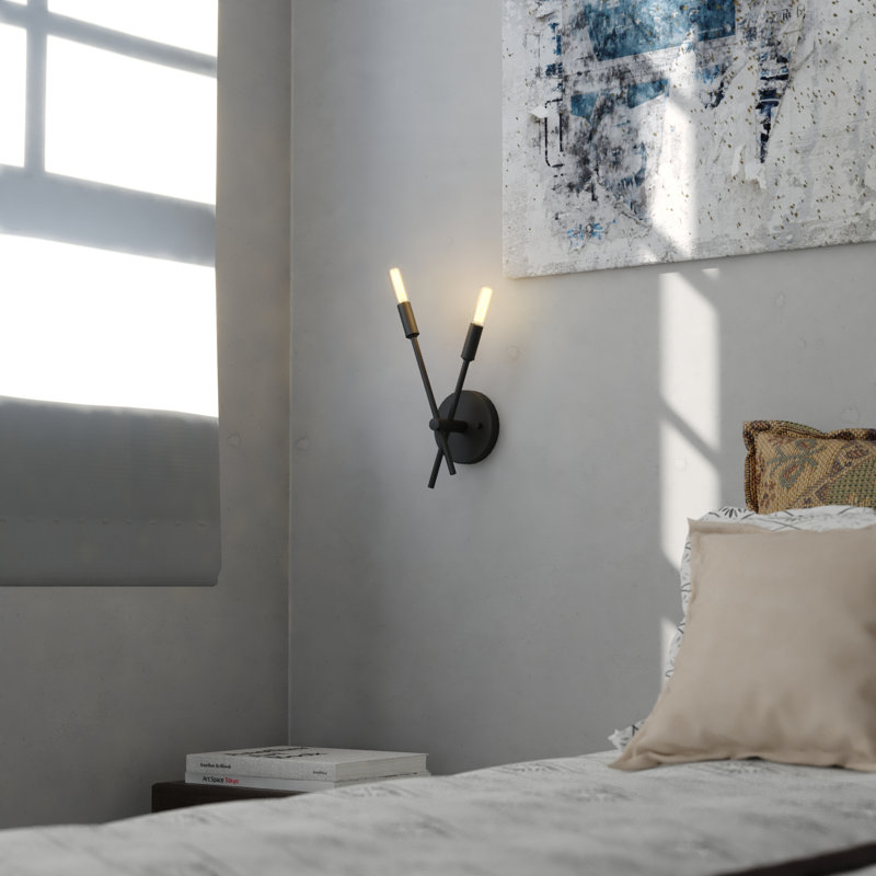 Leilah 2 Light Contemporary Candelabra Wall Sconce, Matte Black