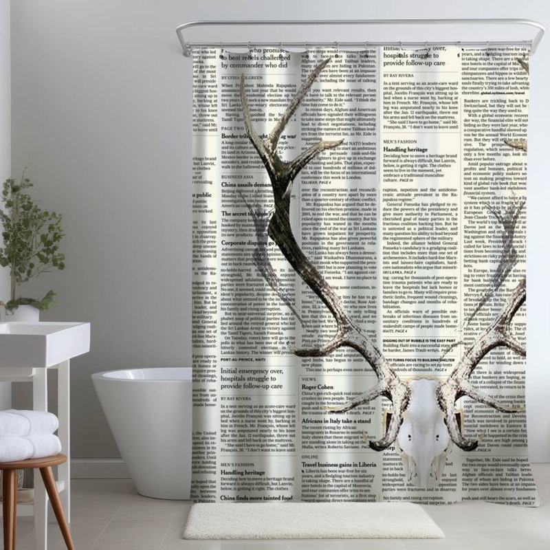 Shower Curtain AN62 – Polyester Shower Curtain, Dye Sublimation Print, 71" W × 74" L