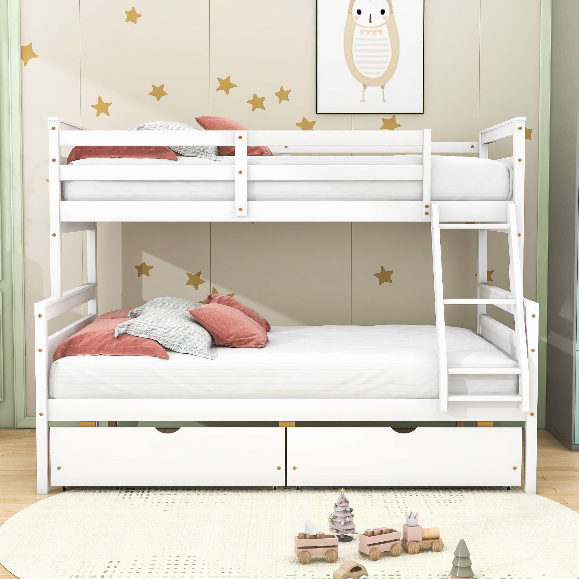 Harriet Bee Ciaria Kids Twin Over Full 2 Drawers Wood Bunk Bed ...