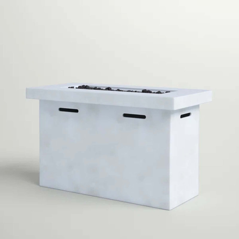 Fiber Reinforced Concrete Propane Outdoor Fire Pit Table, Natural/White