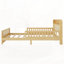 Structure de lit en rotin avec lumières DEL et tête de lit avec rangement, lit plateforme avec barrières de sécurité-128949018-128949019