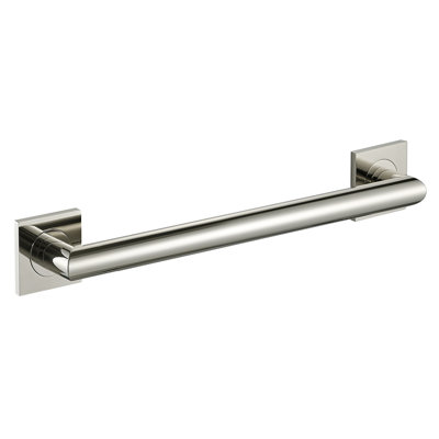 24" Wall-Mounted Crater Grab Bar - Polished Nickel, Premium Brass Construction, Installation Hardware Included