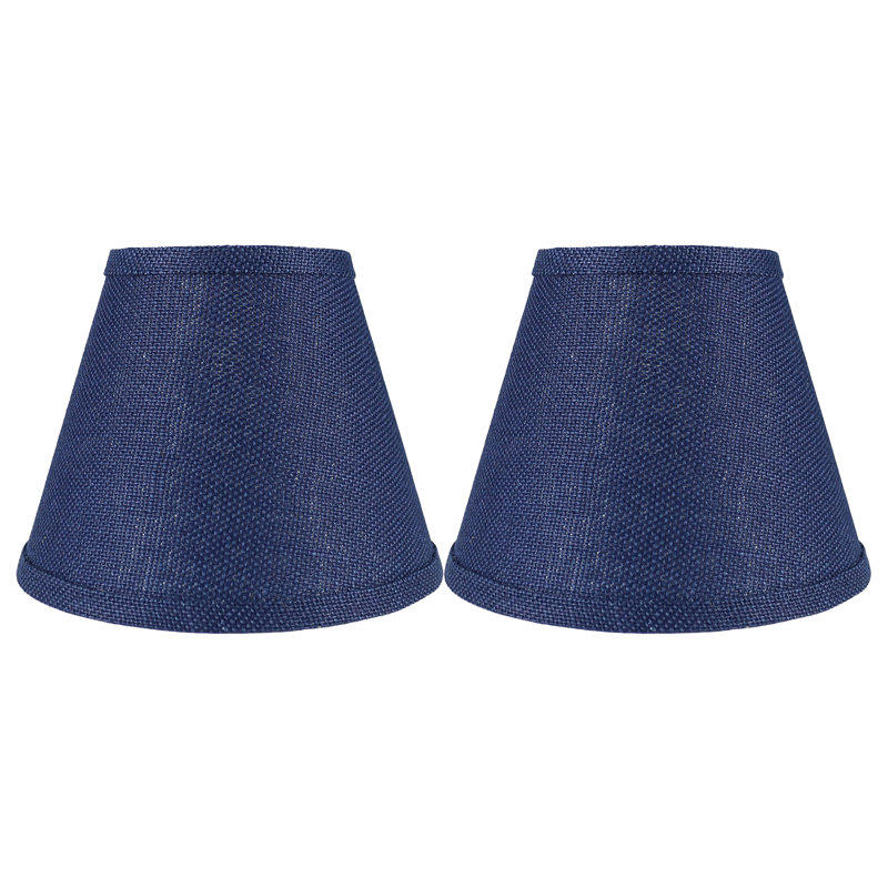 Abat-jour empire en soie 7 po H, Toile de jute bleu marine, 7" H x 9" W x 9" D