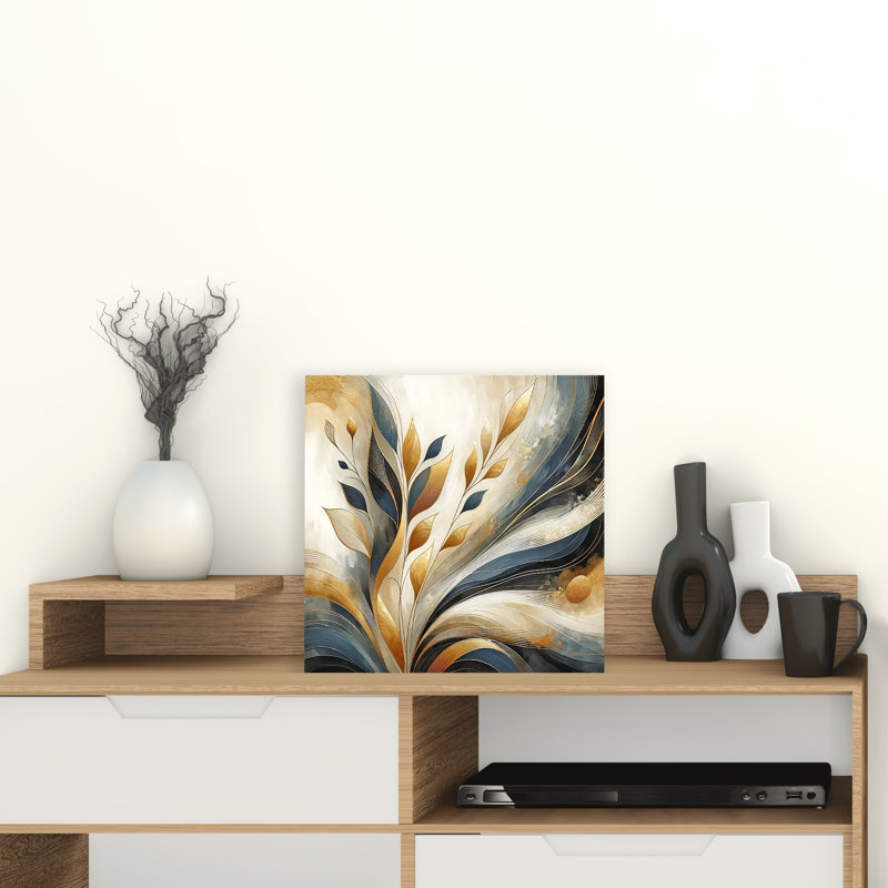 Elegant Golden Flourish - reproduction d'art sur toile tendue, H 20 po x l 20 po x P 1,5 po