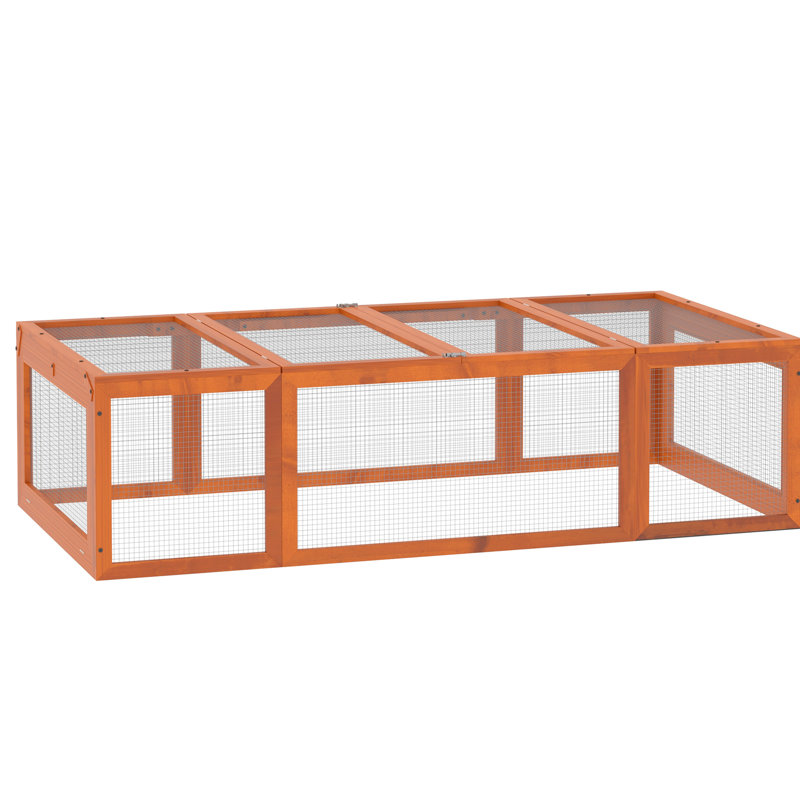 Cage à lapins d'extérieur avec cadre en bois et ventilation avec grand refuge pour petits animaux