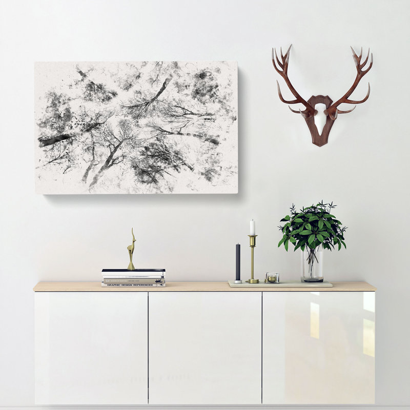 Vaulted Tree Branches - Wrapped Canvas Print, Grey/White, 50cm H x 76cm W x 3cm D