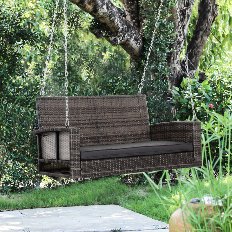 Banc de jardin suspendu, balançoire grise pour 2 personnes avec banc extérieur gris d'une capacité de 550 lb, coussins de chaise, poids pour la cour arrière