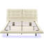 Grand lit flottant rembourré avec lumières DEL, plateforme en cuir Pu blanc, tête de lit à bouton. Conception pour un look moderne, six lumières de couleur chaleureuse, cadre confortable et silencieux-1317140566