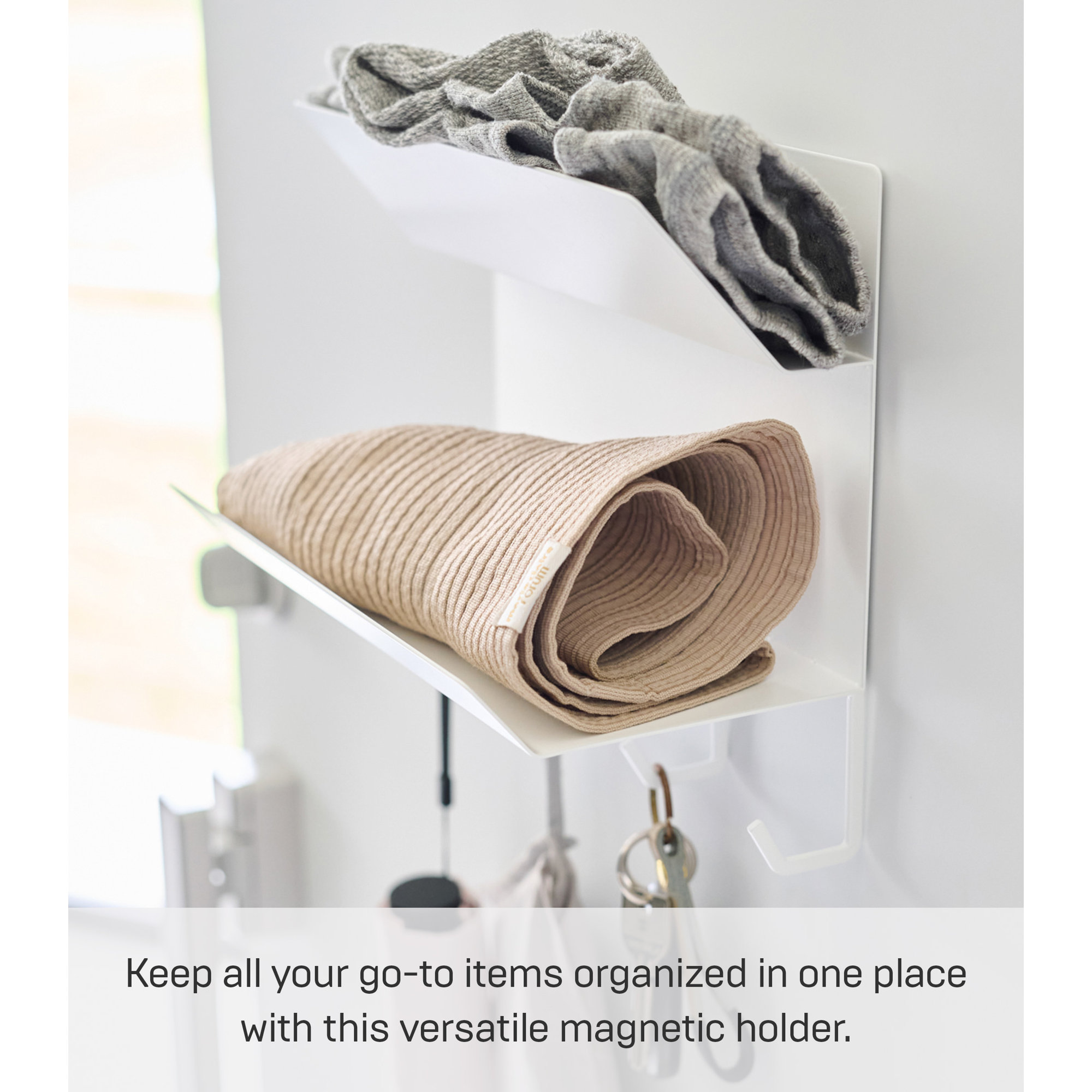 Yamazaki Home Magnetic Entryway Rack, Steel, White