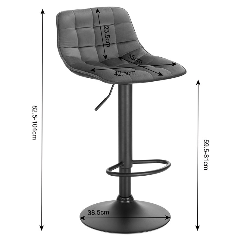 Peake Upholstered Adjustable Height Counter Stool, Dark Grey